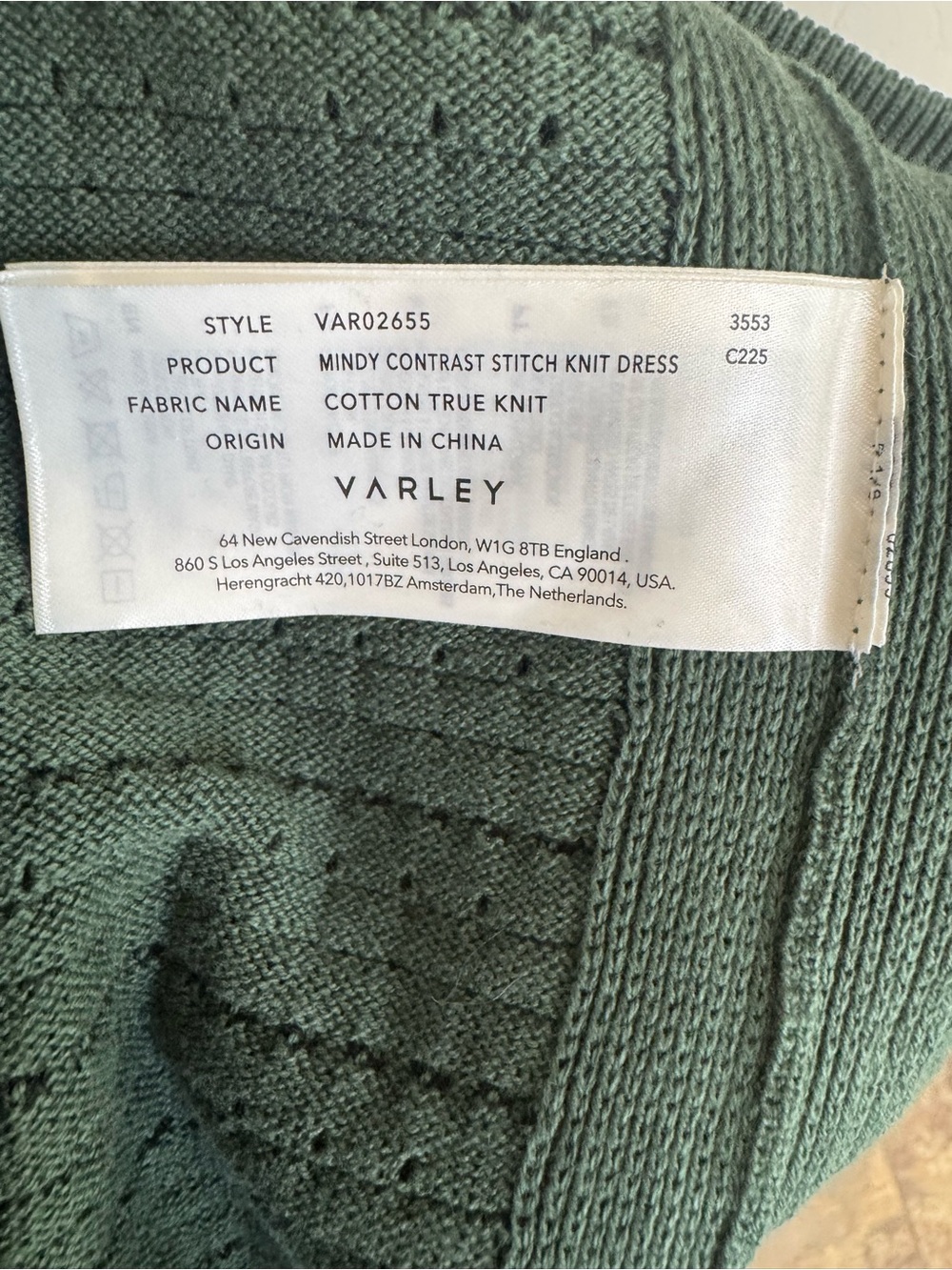 Varley Mindy Contrast Stitch Knit Shift Mini Dress Cilantro Green Medium EUC - Picture 5 of 6